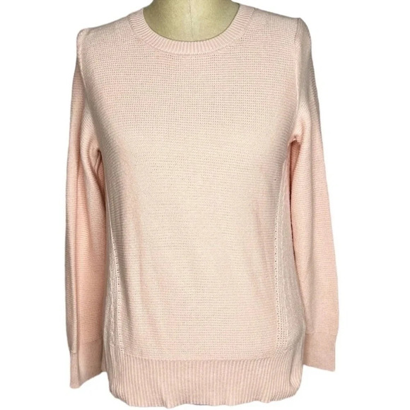 Banana Republic Size XS Light Pink Zipper Back Pullover Sweater Cotton Blend - Picture 2 of 6